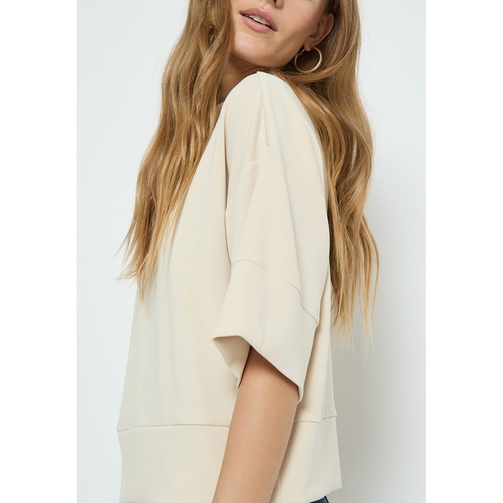 PEPPERCORN DICETTE HALF SLEEVE BLOUSE | SANDSHELL