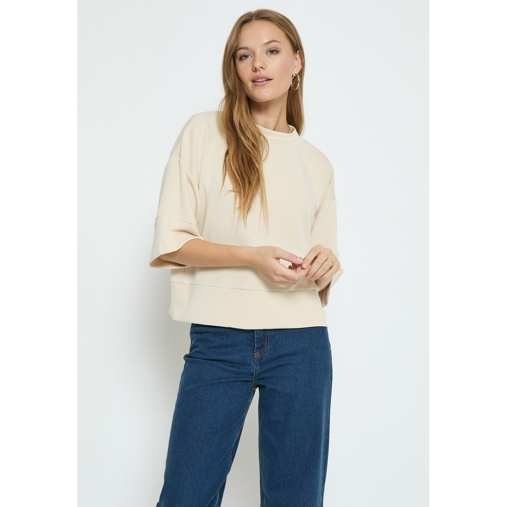 PEPPERCORN DICETTE HALF SLEEVE BLOUSE | SANDSHELL