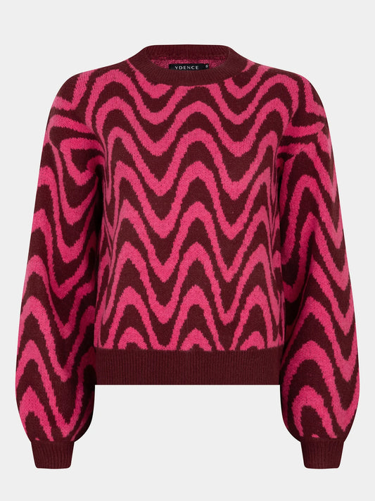 YDENCE KNITTED SWEATER BLAISE | BURGUNDY/PINK