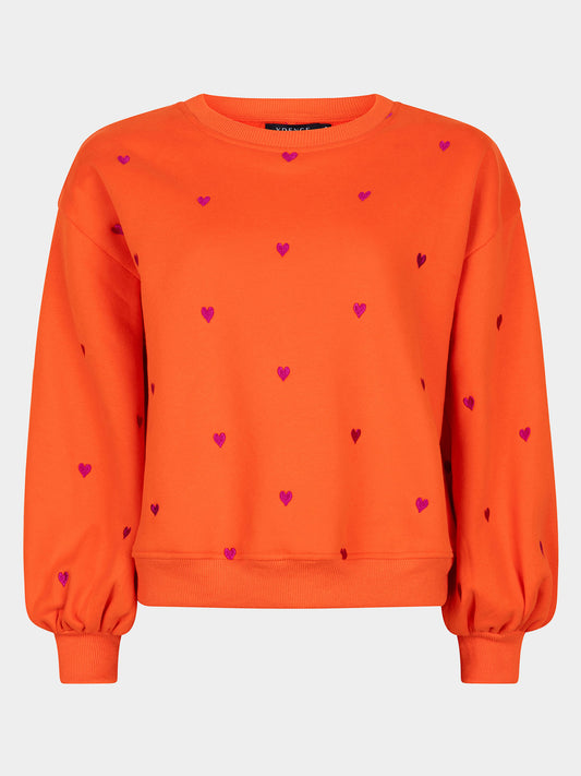 YDENCE SWEATER HEARTS | CORAL RED