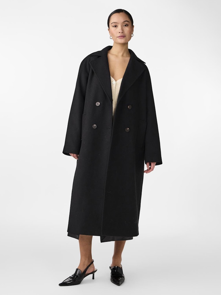 YAS MARGOT LS LONG COAT | ZWART