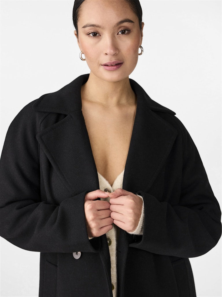 YAS MARGOT LS LONG COAT | ZWART