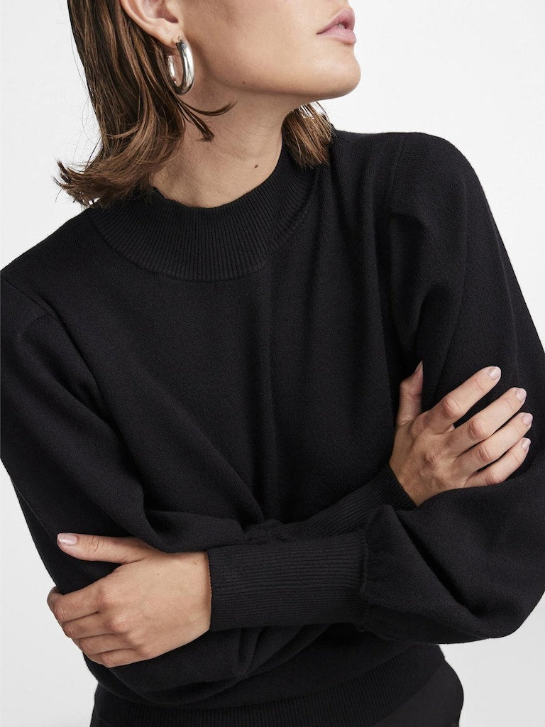 YAS FONNY LS KNIT PULLOVER | BLACK