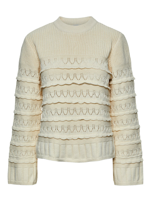 YAS TIMU LS KNIT PULLOVER | BEIGE