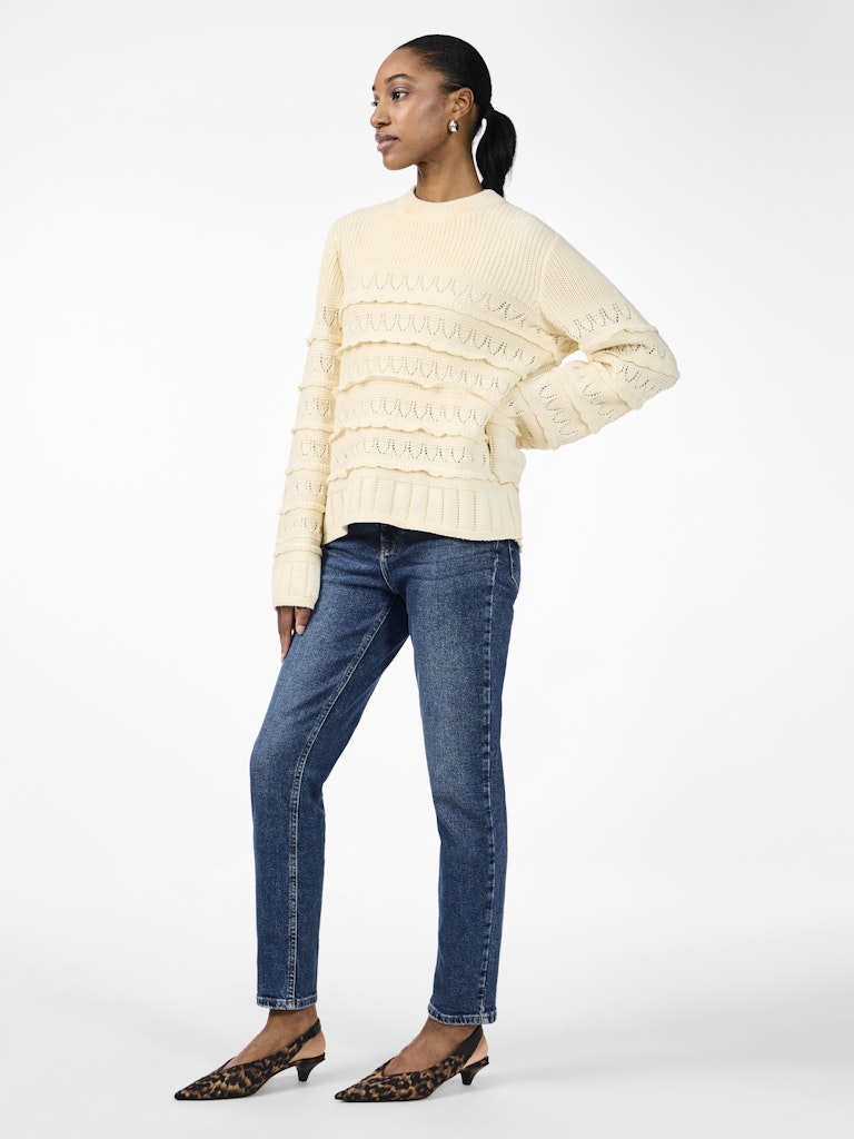 YAS TIMU LS KNIT PULLOVER | BEIGE