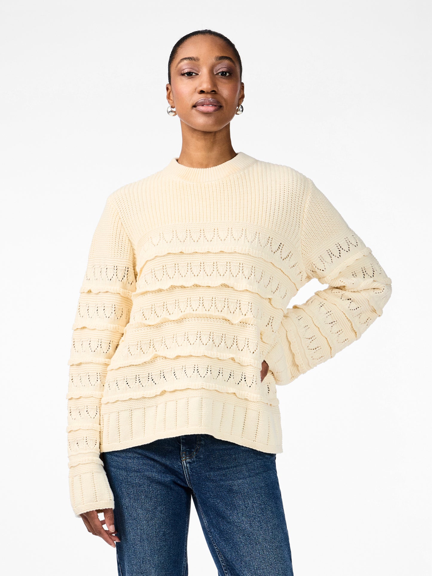 YAS TIMU LS KNIT PULLOVER | BEIGE