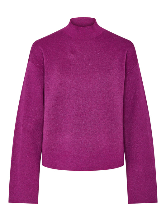 YAS CASTOR LS KNIT PULLOVER | FUCHSIA